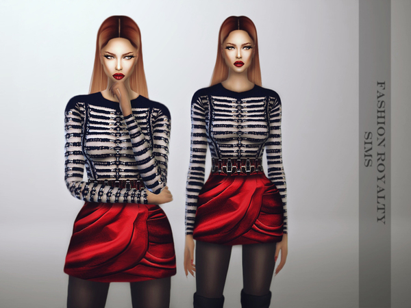  The Sims Resource: Silk Short Dress   Jourdan Dunn Outfit by FashionRoyaltySims