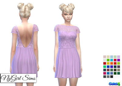  NY Girl Sims: Embroidered Lace Top Dress