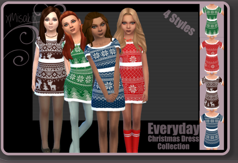  Xmisakix sims: Christmas Dress Collection for Girls