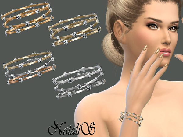  The Sims Resource: Sleek bangles with crystals by NataliS