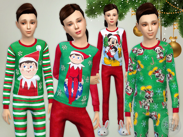  The Sims Resource: Christmas Pajama   Set by lillka