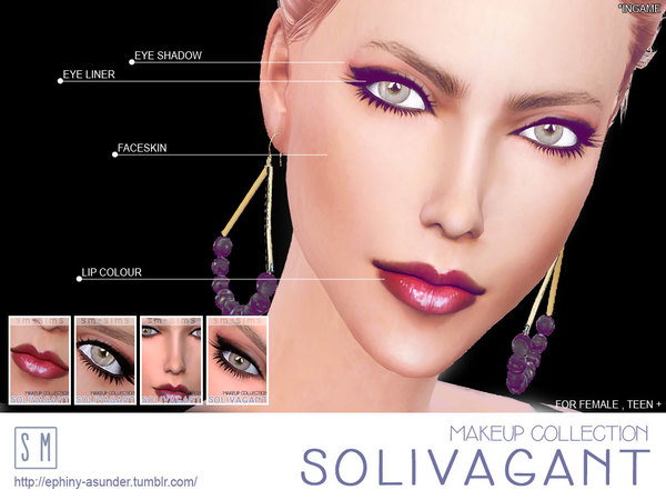  The Sims Resource: Solivagant   Makeup Collection by Screaming Mustard