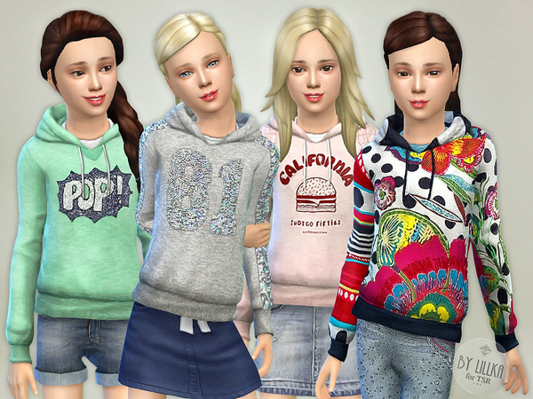  The Sims Resource: Hoodie for Girls P01 by lillka