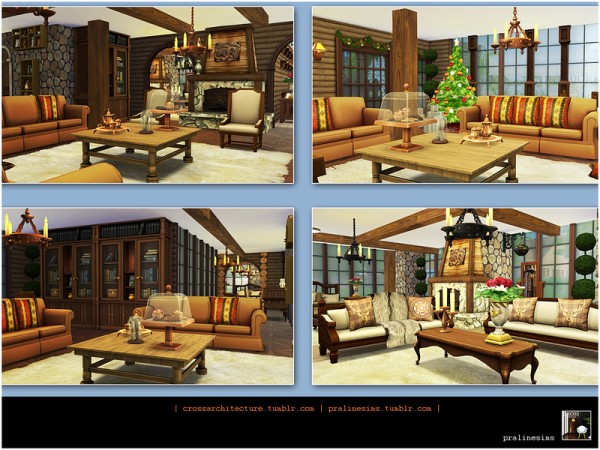  The Sims Resource: Luxury Family Log House by Pralinesims