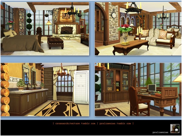  The Sims Resource: Luxury Family Log House by Pralinesims