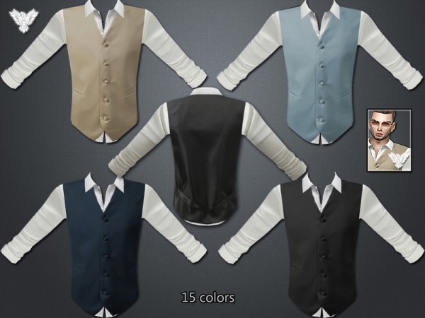  The Sims Resource: Tuxedo Shirt with Vest by Pinkzombiecupcakes