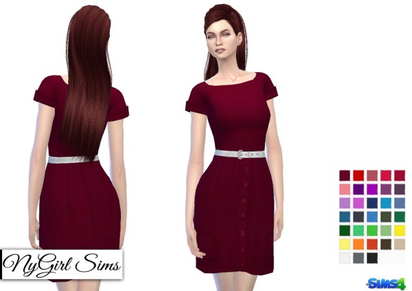  NY Girl Sims: White Belted Button Down Sundress