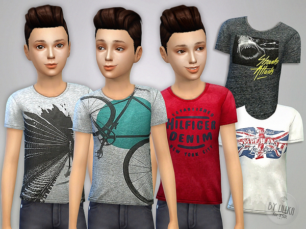  The Sims Resource: T  Shirt Collection for Boys P07 by lillka