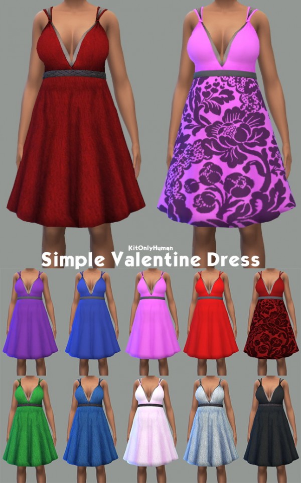  Simsworkshop: Simple Valentine Dress by KitOnlyHuman