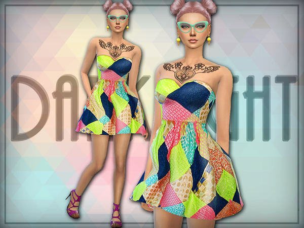  The Sims Resource: Patchwork Mini Dress by DarkNighTt
