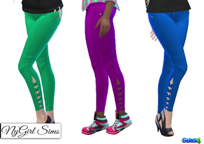  NY Girl Sims: Denim Skinny Jean with Half Leg Bow in Solid Colors