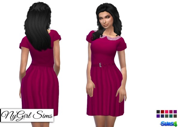  NY Girl Sims: Lace Collar Belted Sundress