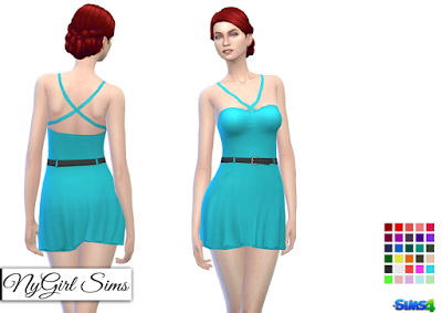  NY Girl Sims: Cross Strap Belt and Pocket Dress by NY Girl Sims