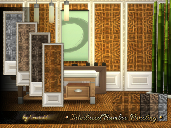  The Sims Resource: Interlace Bamboo Paneling by emerald