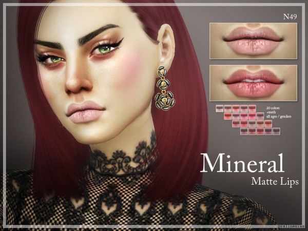  The Sims Resource: Mineral Matte Lips   N49 by Pralinesims