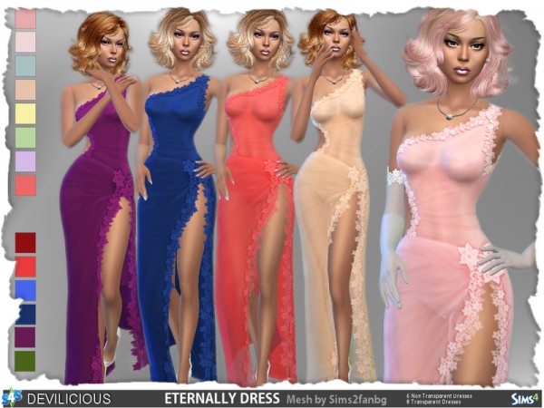 The Sims Resource: Eternally Evening/Night Dress by Devilicious