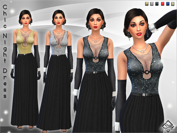 The Sims Resource: Chic Night Dress by Devirose
