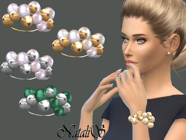  The Sims Resource: Giant pearls and beads bracelet by NataliS