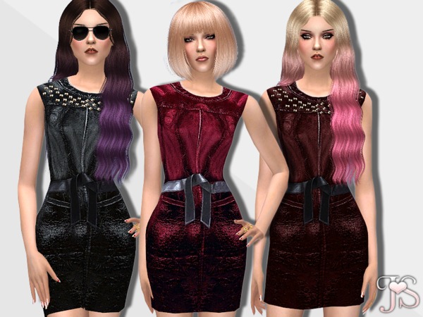  The Sims Resource: Breakout Leather Dress by JavaSims