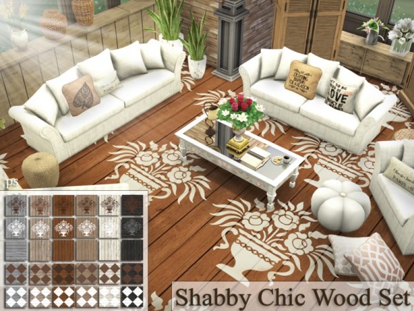  The Sims Resource: Shabby Chic Wood Set by Pralinesims