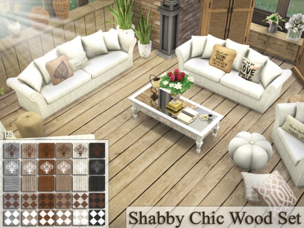  The Sims Resource: Shabby Chic Wood Set by Pralinesims