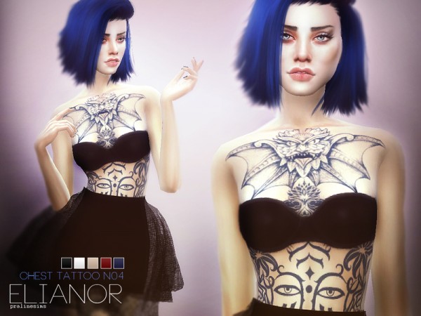  The Sims Resource: Elianor   Chest Tattoo N04 by Pralinesims
