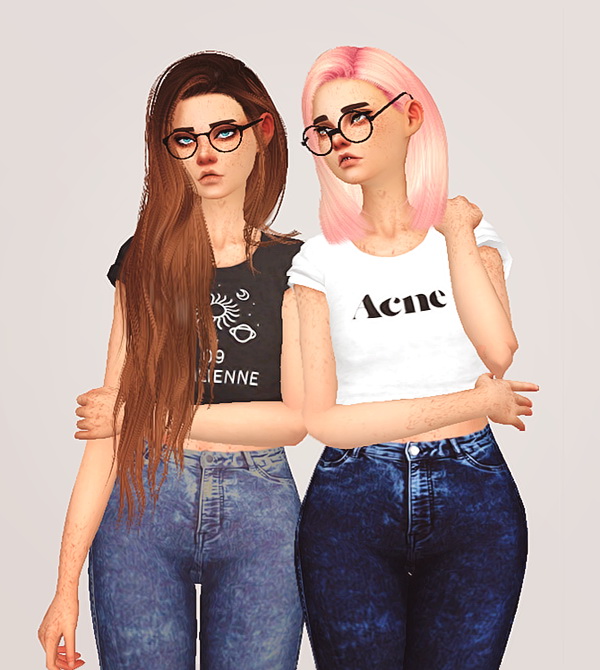  Pure Sim: Basic outfit : cropped tee + acid jeans