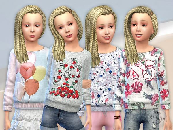  The Sims Resource: Printed Sweatshirt for Girls P09 by lillka