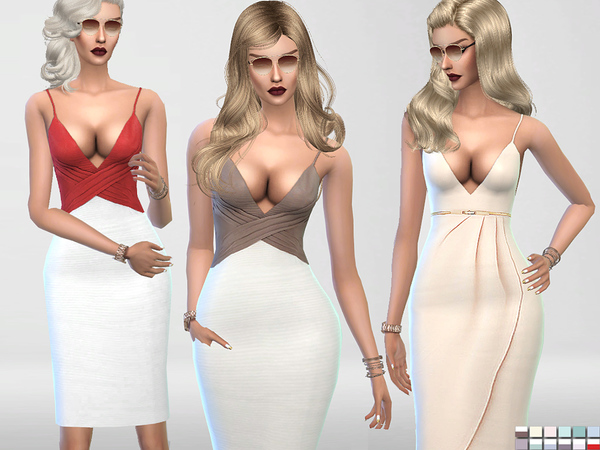  The Sims Resource: Chocolate   Two Bodycon Dresses by Pinkzombiecupcake