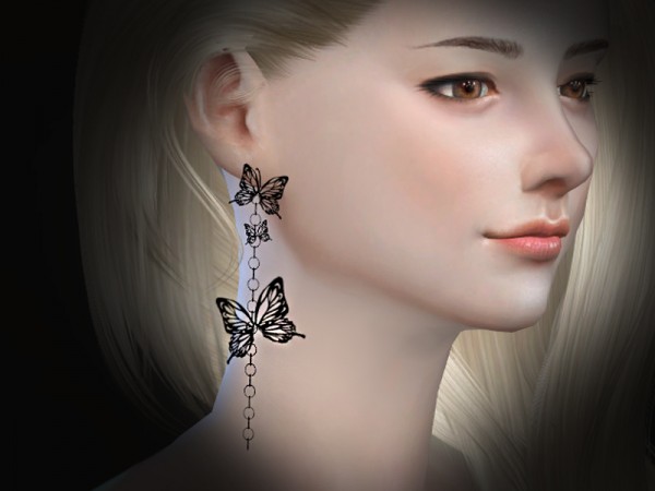  The Sims Resource: Butterfly Earring by S Club