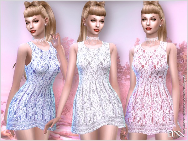  The Sims Resource: Sleeveless Lace Dress by EsyraM