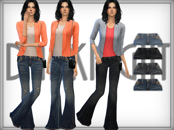  The Sims Resource: Distressed Flared Jeans by DarkNighTt