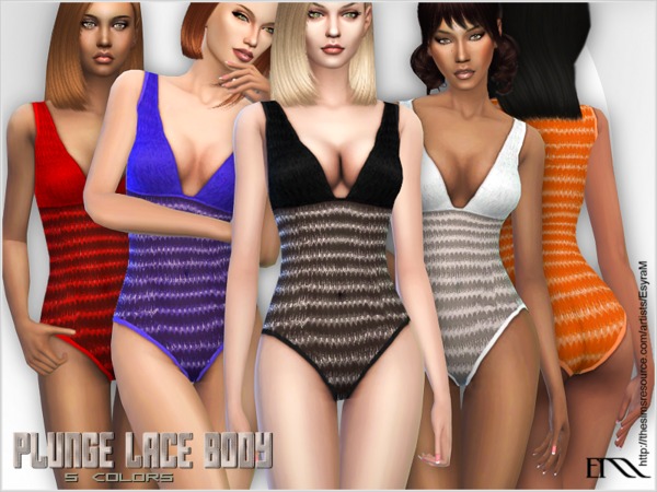  The Sims Resource: Plunge Lace Bodysuit by EsyraM