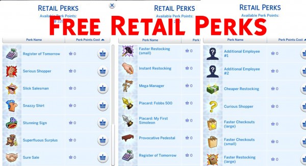  Mod The Sims: Simstopics Free Retail Perks by devilgurl