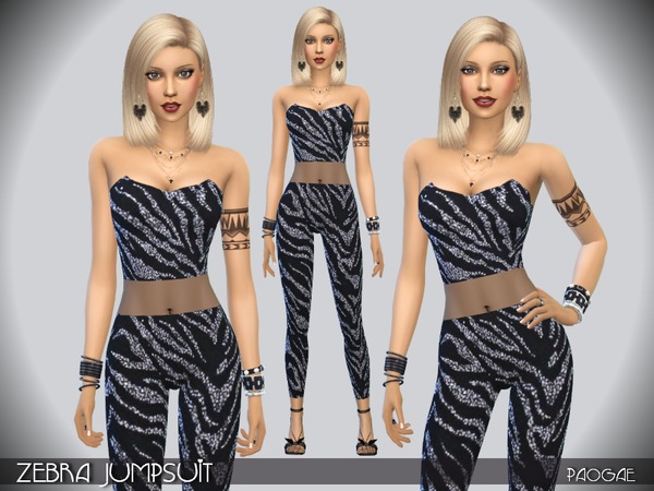  The Sims Resource: ZebraJumpsuit by Paogae