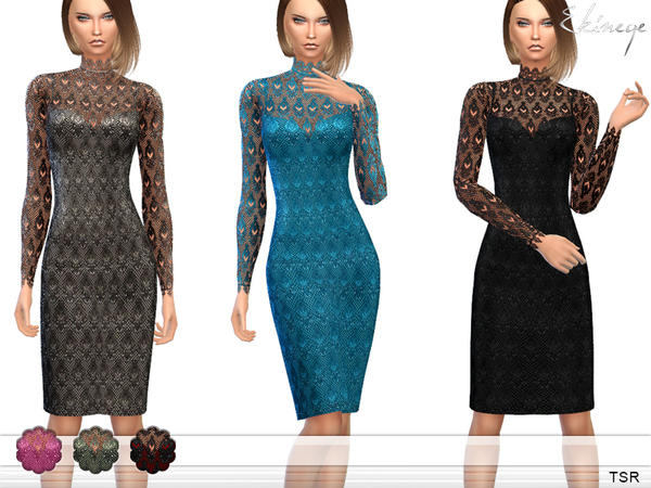 The Sims Resource: Lace And Tulle Dress by ekinege
