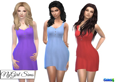  NY Girl Sims: Buttoned Babydoll Dress