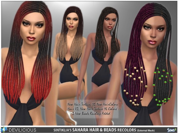  The Sims Resource: Sintiklias Sahara Hair & Beads by Devilicious