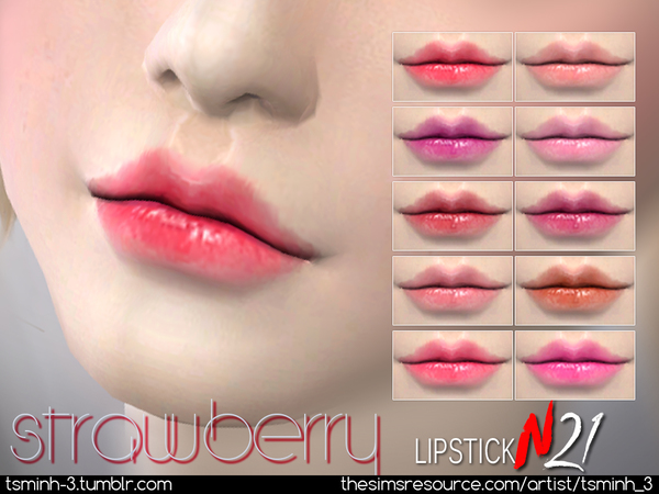  The Sims Resource: Strawberry Lipstick by tsminh 3