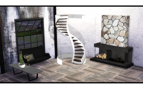  Sims 4 Designs: Fusion spiral stairs converted from TS3 to TS4 by Gosik
