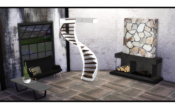  Sims 4 Designs: Fusion spiral stairs converted from TS3 to TS4 by Gosik