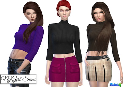  NY Girl Sims: Ribbed Turtleneck Crop Sweater