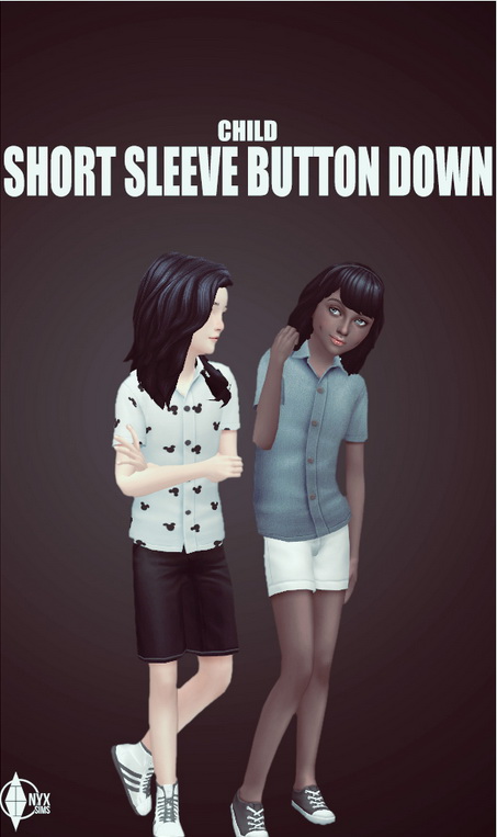  Onyx Sims: Child Short Sleeve Button Down Shirt