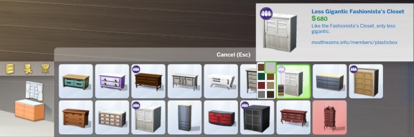 Mod The Sims: Less Gigantic Fashionista’s Closet by plasticbox