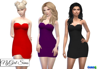  NY Girl Sims: Strapless Lace and Buckle Mini Dress