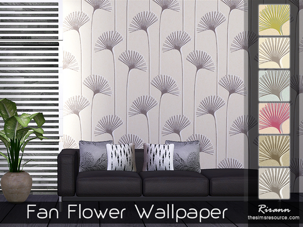  The Sims Resource: Fan Flower Wallpaper by Rirann