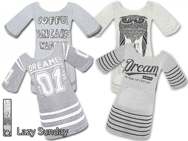  The Sims Resource: Lazy Sunday Sleep Shirts by Pinkzombiecupcake