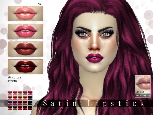  The Sims Resource: Satin Lipstick   N50 by Pralinesims