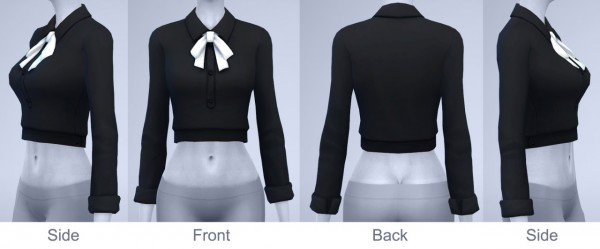  Manueapinny: Cropped long sleeve polo shirt with bow