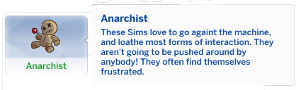  Mod The Sims: Anarchist Trait by DrkMightyena